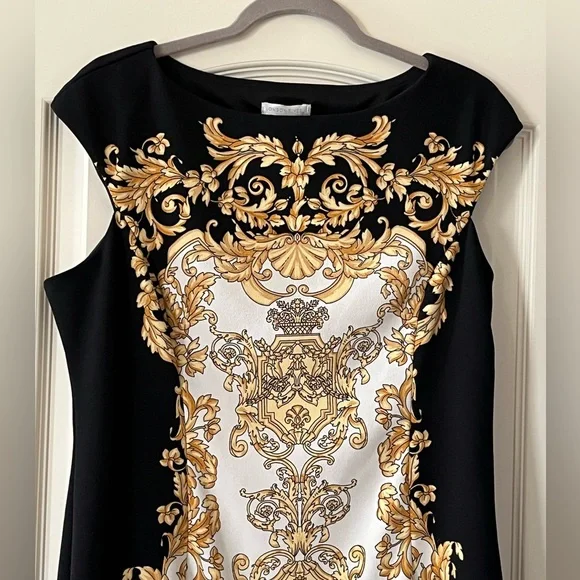 London Times Black & Gold Polyester Dress Women’s Size 14 - Picture 5 of 15